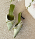 French Bow Lace Mule Slippers Women 2026 New Pointed Toe High Heel Sandals Stiletto Heel Slide Slippers