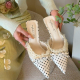 French Bow Lace Mule Slippers Women 2026 New Pointed Toe High Heel Sandals Stiletto Heel Slide Slippers