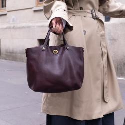 Vintage Full-Grain Vegetable-Tanned Leather Tote Bag