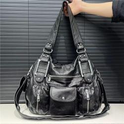 Womens Fashion Vintage Lychee Pattern Tote Messenger Bag