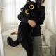 Plush Black Cat Throw Pillow