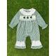 Ewborn Baby Girls Green Plaid Four-leaf Clover Allover Print One-piece Long Sleeve Bodysuit