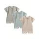 3-Pack Baby Boys One-Piece Romper Set, Long Sleeve Ribbed Button Jumpsuit