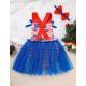 Babys Independence Day Style Flag Pattern Triangle Bodysuit, Casual Sleeveless Bowknot Romper