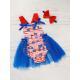 Babys Independence Day Style Flag Pattern Triangle Bodysuit, Casual Sleeveless Bowknot Romper