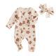 Spring And Autumn Flowers Full Printed Long-sleeved Jumpsuit