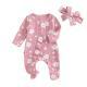 Spring And Autumn Flowers Full Printed Long-sleeved Jumpsuit