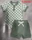 Two-piece Set Polo Collar Plaid Triangle Rompers Suit