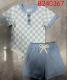 Two-piece Set Polo Collar Plaid Triangle Rompers Suit
