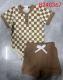 Two-piece Set Polo Collar Plaid Triangle Rompers Suit