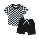 Plaid Short-sleeved T-shirt Shorts Suit
