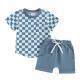 Plaid Short-sleeved T-shirt Shorts Suit