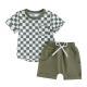 Plaid Short-sleeved T-shirt Shorts Suit
