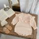 Baby Hand Crocheting Flower Pineapple Plaid Knitted Wool Long Sleeve Jumpsuit
