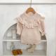 Baby Hand Crocheting Flower Pineapple Plaid Knitted Wool Long Sleeve Jumpsuit