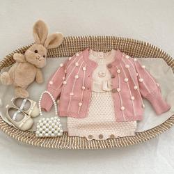 Baby Hand Crocheting Flower Pineapple Plaid Knitted Wool Long Sleeve Jumpsuit