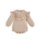 Baby Hand Crocheting Flower Pineapple Plaid Knitted Wool Long Sleeve Jumpsuit