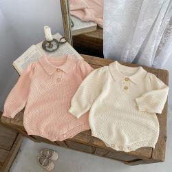 Infant Small Square Collar Knitted Long Sleeve