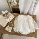 Flounced Sleeve Triangle Trendy Mesh Lace Lacework Round-neck Jumpsuit