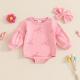 Baby Girl Minimalist Bowknot Printed Long Sleeve Triangle One-piece Romper