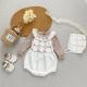 Baby Sweater Romper Solid Color Flower Cutout Strap Knitted Romper Hat