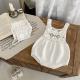 Baby Sweater Romper Solid Color Flower Cutout Strap Knitted Romper Hat