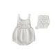 Baby Sweater Romper Solid Color Flower Cutout Strap Knitted Romper Hat