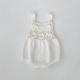Baby Sweater Romper Solid Color Flower Cutout Strap Knitted Romper Hat