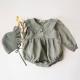 Cotton And Linen Romper Hat Baby Lace Collar Onesie