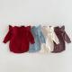 Baby Knitted Flounced Sleeve Pullover Sweater Lace Jumpsuit Romper
