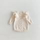 Baby Knitted Flounced Sleeve Pullover Sweater Lace Jumpsuit Romper