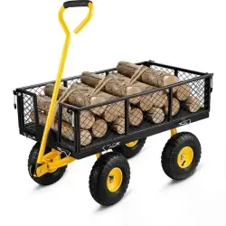Heavy Duty Garden Cart, 1100 Lbs Large Capacity Steel Garden Cart, Utility Wagon Cart With Removable Sides And Rotating Handle, Outdoor Utility Wagon Suitable For Garden, Farm, Yard