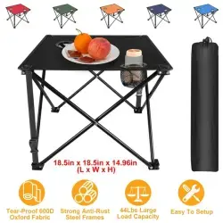 1Pc-2Pcs Options - Foldable Camping Table Portable Picnic Table Lightweight Travel Desk With 2 Cup Holders Carrying Bag