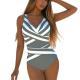 Striped Push-Up Backless Swimsuit Womens Vacation Color-Block Bikini