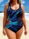 Plus-size Figure-flattering Racing Swimsuit