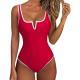 New Style One-Piece Patchwork Sexy Deep-V Bikini