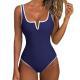 New Style One-Piece Patchwork Sexy Deep-V Bikini