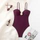Metallic-accented Slim-fit One-piece Swimsuit