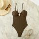 Metallic-accented Slim-fit One-piece Swimsuit