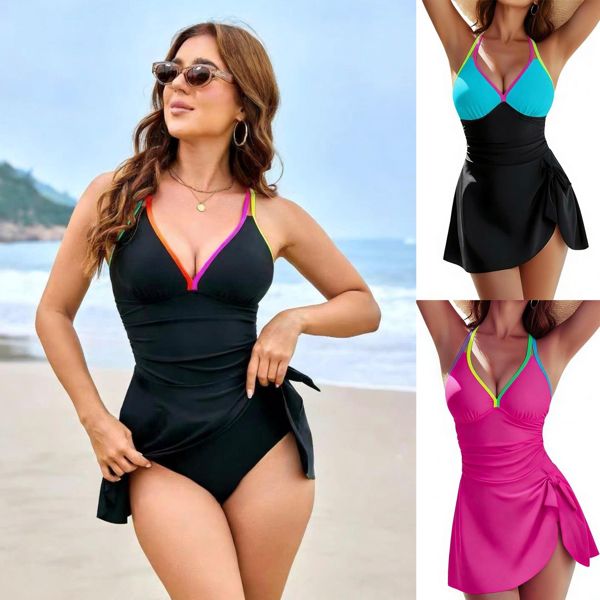 Womens Slimming Tummy-Hiding Plus-Size One-Piece Spa Swimsuit