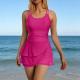 Womens One-Piece Swimsuit Dress-Style Slimming Tummy-Hiding, Modest Swim Skirt