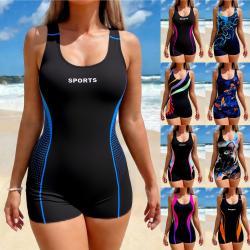 One-piece Printed Competitive Swim Trunks For Plus Sizes That Flatter
