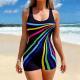 One-piece Printed Competitive Swim Trunks For Plus Sizes That Flatter