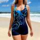 One-piece Printed Competitive Swim Trunks For Plus Sizes That Flatter