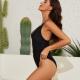Solid-color Nylon One-piece Swimsuit With Built-in Padding