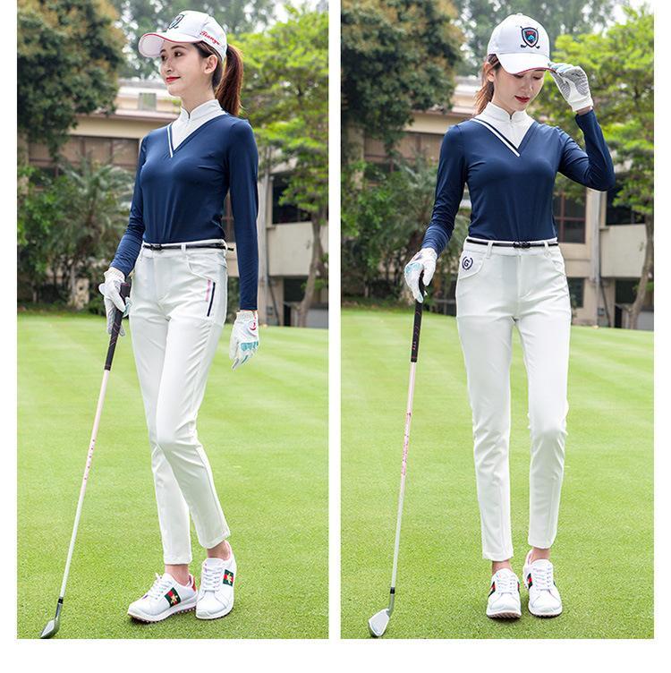 Golf Womens Long-sleeved T-shirt Stand-up Collar Sunscreen Korean Version Of Slim Sports