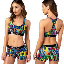Trade Womens Clothing Amazon Europe And The United States Hot Style Personality Self-Cultivation Fashion Cartoon Printing Two-Piece Suit