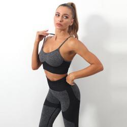 Womens Seamless Knitted Sling Sports Bra Yoga Suit