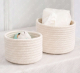 Woven Storage Basket-White Small-with Handle-1 Pack - Option1