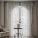 Lace-trimmed Balcony Bay Window With White Sand Partition And Wavy Pastoral Curtains